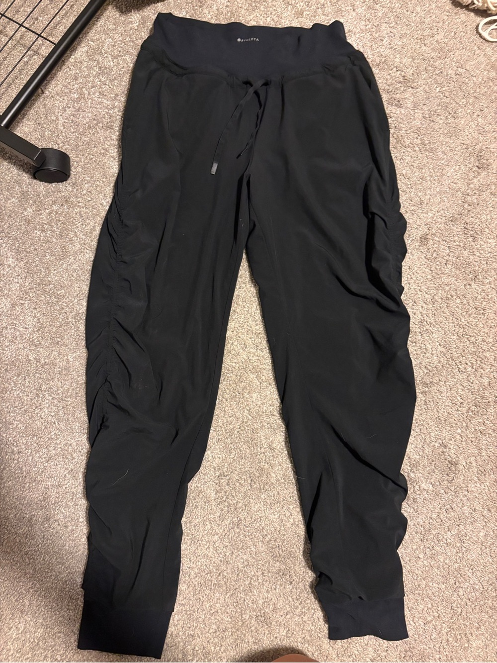 Athleta Black Ruched Side Jogger Pants